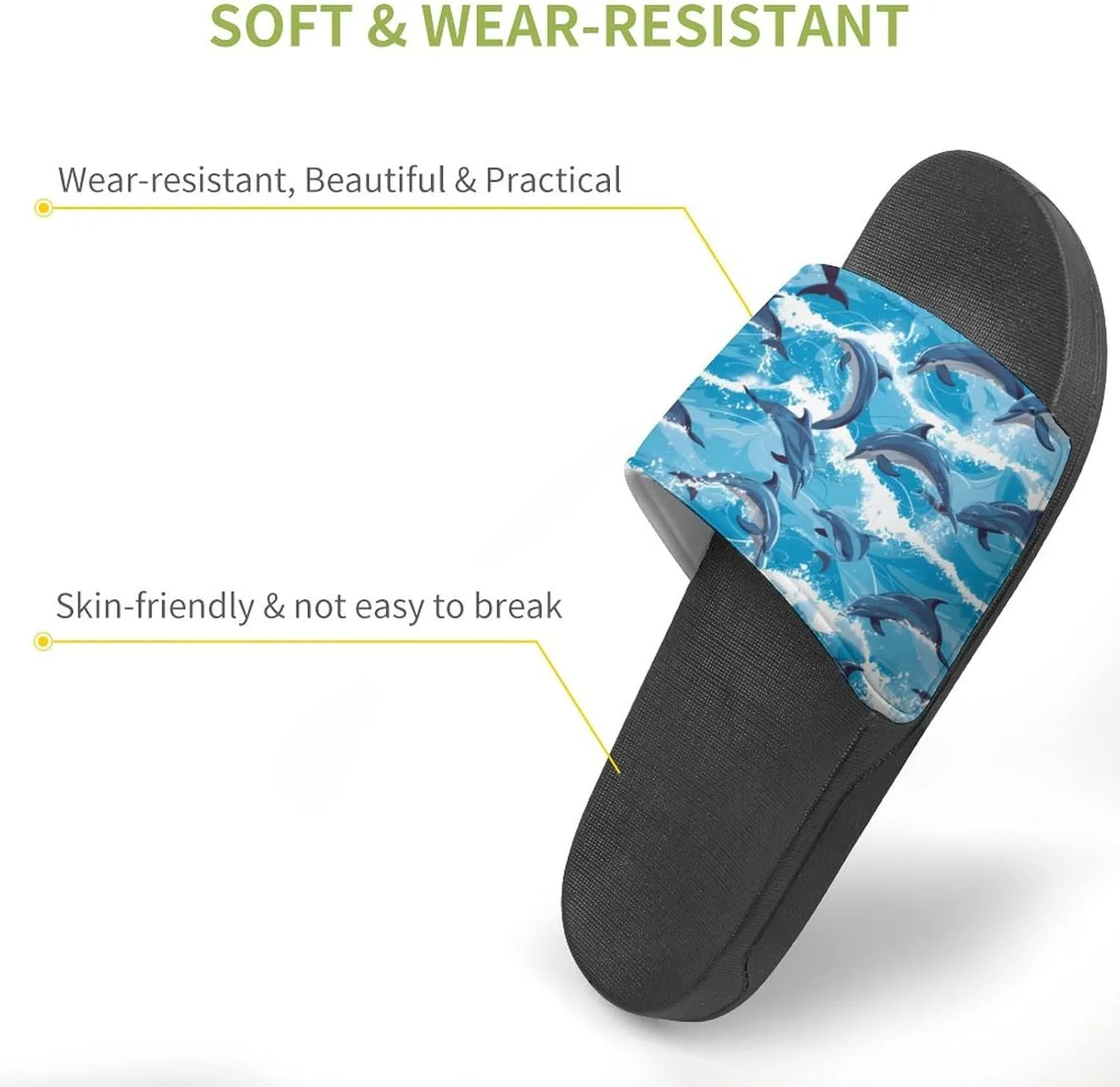 Dolphins in Waves Funny Slippers Slides Sandals Shower Home House Shoes Non Slip Soft Sole Shoe For Men Women Bathroom
