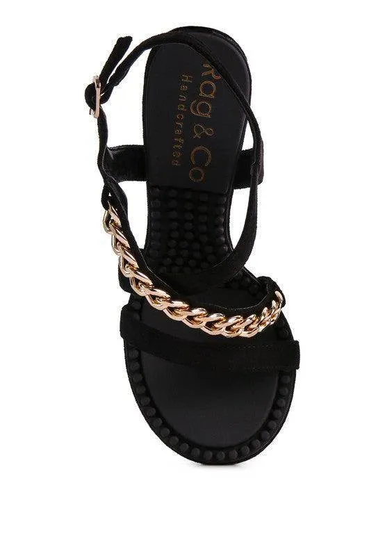 Domeda Metal Chain Mid Heel Sandal