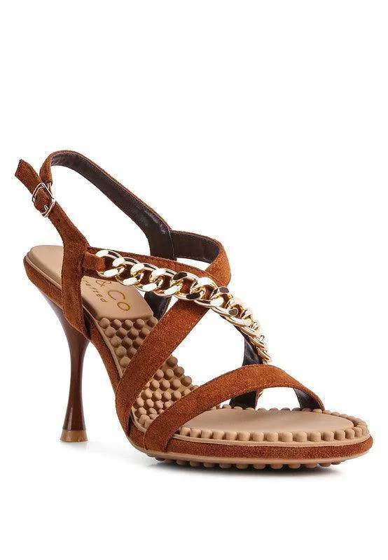 Domeda Metal Chain Mid Heel Sandal