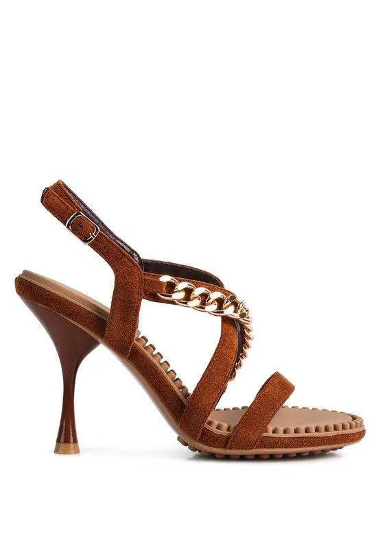 Domeda Metal Chain Mid Heel Sandal