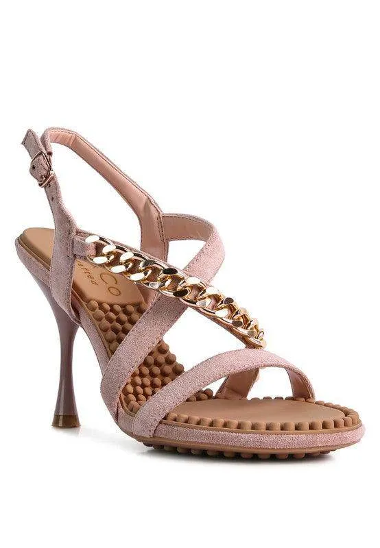 Domeda Metal Chain Mid Heel Sandal
