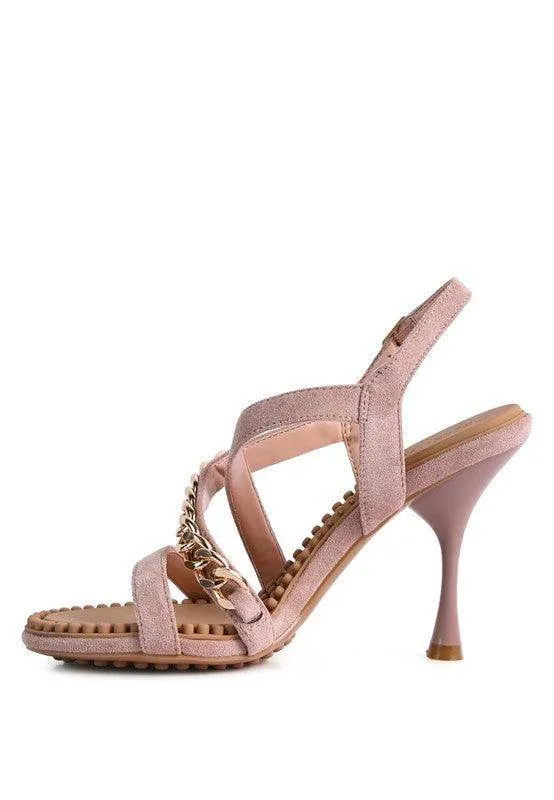 Domeda Metal Chain Mid Heel Sandal