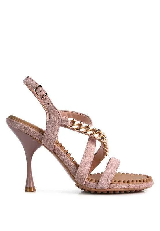 Domeda Metal Chain Mid Heel Sandal
