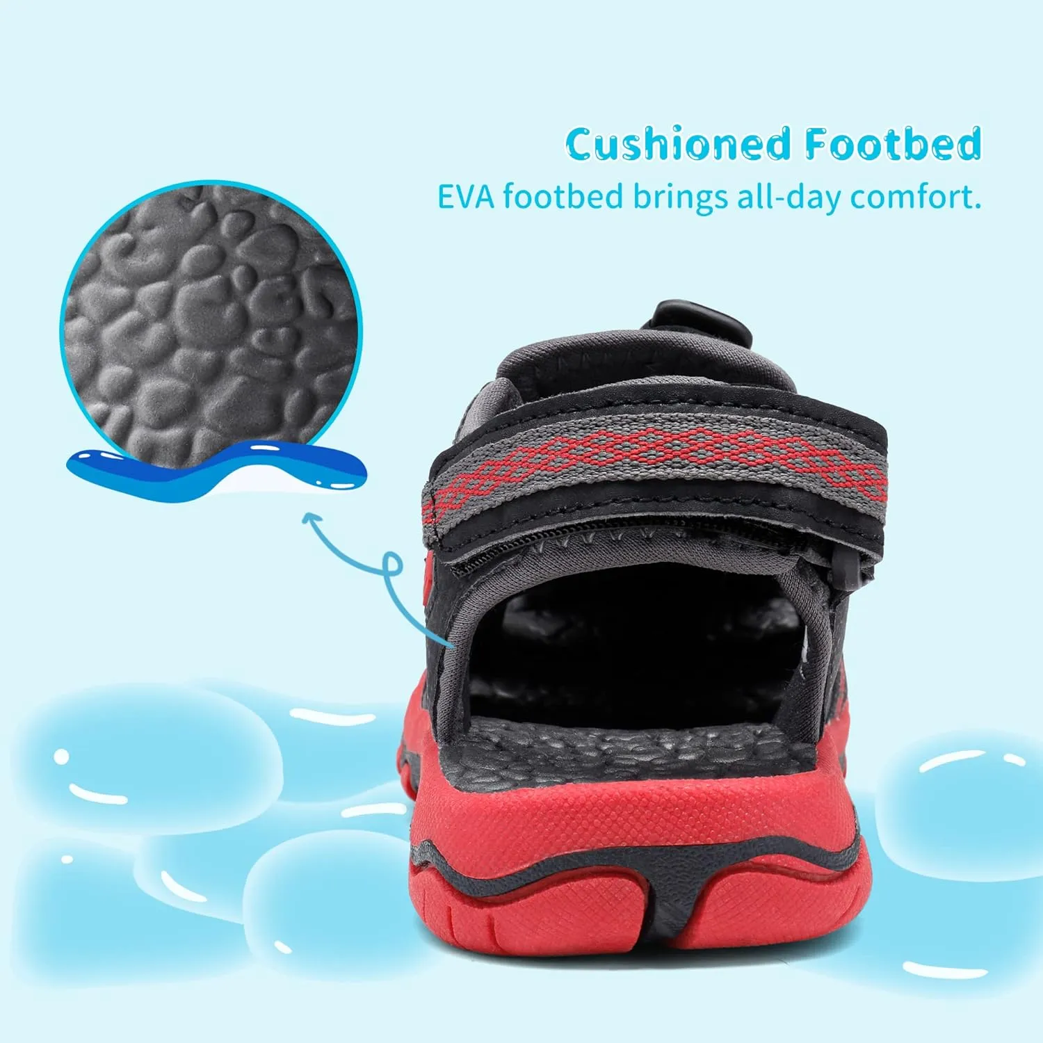DREAM PAIRS Boys Girls Summer Outdoor Athletic Sport Sandals Walking Hiking Hook and Loop Adjustable Multicolor for Toddler/Little/Big Kids