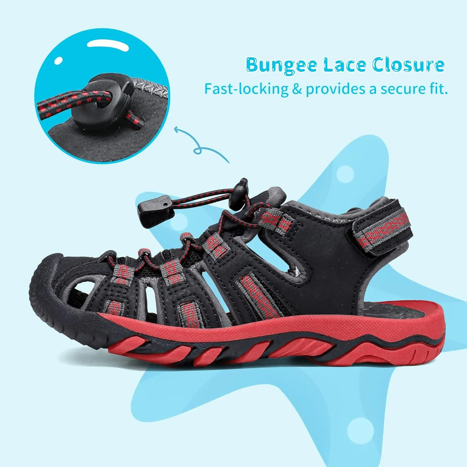 DREAM PAIRS Boys Girls Summer Outdoor Athletic Sport Sandals Walking Hiking Hook and Loop Adjustable Multicolor for Toddler/Little/Big Kids