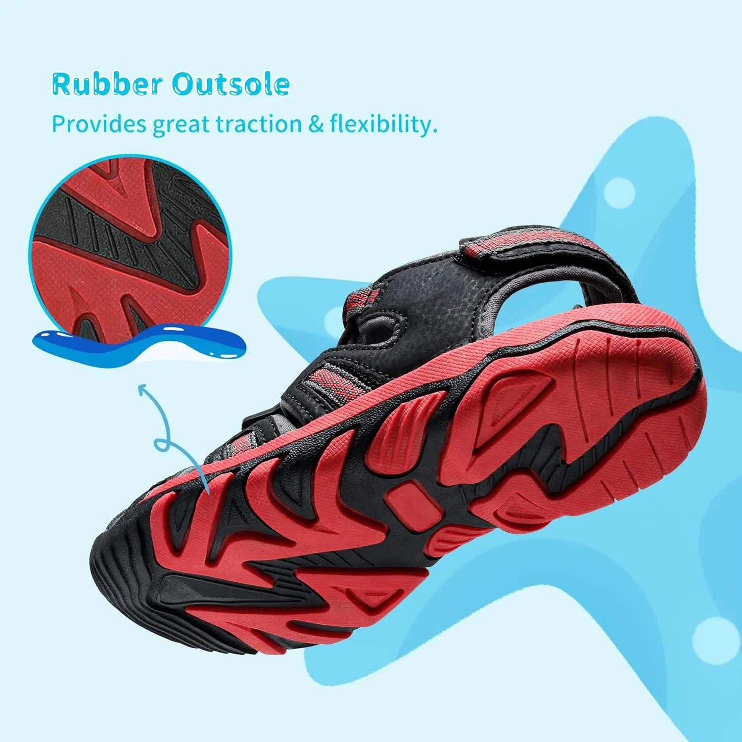 DREAM PAIRS Boys Girls Summer Outdoor Athletic Sport Sandals Walking Hiking Hook and Loop Adjustable Multicolor for Toddler/Little/Big Kids