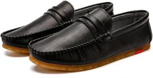 Driving Moccasins Smoking Loafer for Men Penny Loafer Vegan Leather Stitching Details Round Toe Rubber Sole Anti-Slip Flat Heel Lightweight Outdoor for Any Attire