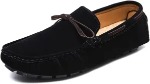 Easy to Put and Remove. Smoking Loafer Driving Moccasins for Men Vegan Leather Deck Shoes Stitching Details Suede Vamp Rubber Sole Resistant Flexible Flat Heel Lightweight for All Occasions