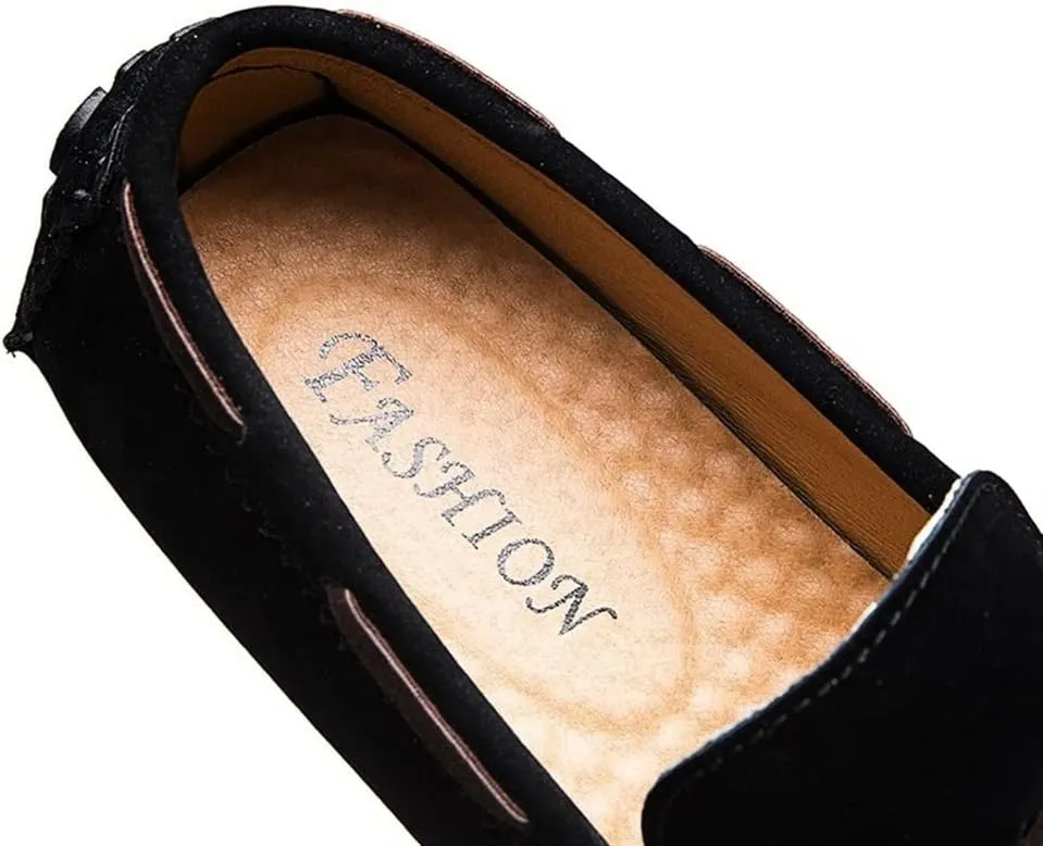 Easy to Put and Remove. Smoking Loafer Driving Moccasins for Men Vegan Leather Deck Shoes Stitching Details Suede Vamp Rubber Sole Resistant Flexible Flat Heel Lightweight for All Occasions