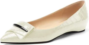 Eldof Loafer Flats for Women Pointed Toe Slip On Comfortable Ballet Flats Shoes with Bow for Office Casual Work Dress