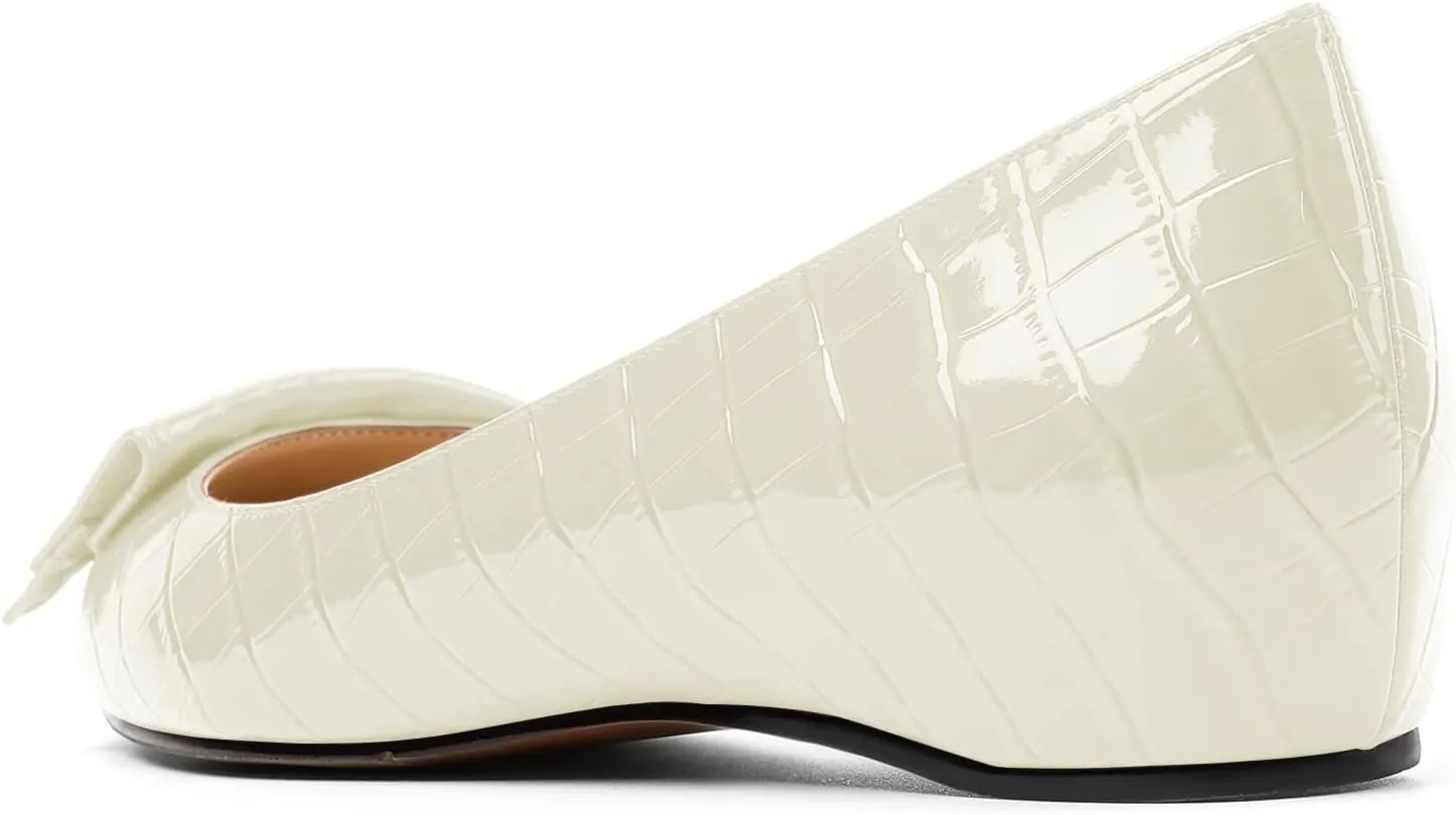 Eldof Loafer Flats for Women Pointed Toe Slip On Comfortable Ballet Flats Shoes with Bow for Office Casual Work Dress