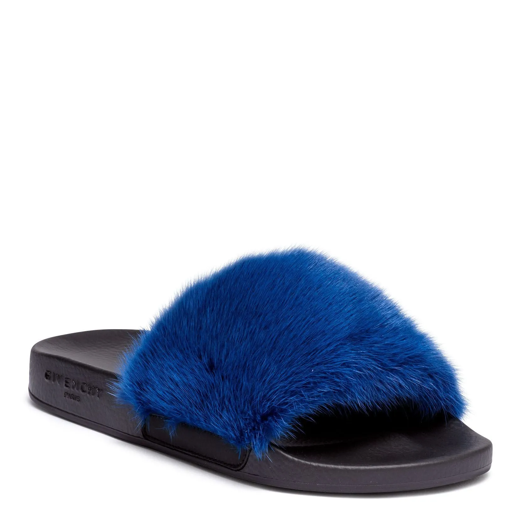Electric Blue mink slide sandals