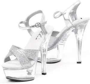 Ellie Shoes 6" Heel Glitter Sandal.