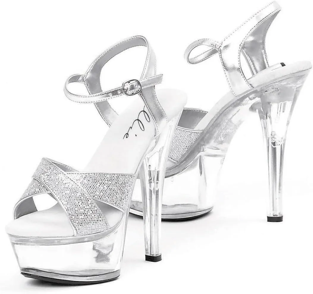 Ellie Shoes 6" Heel Glitter Sandal.