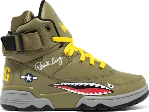 Ewing PATRICK ATHLETICS 33 HI x KOOL G RAP Olive/Red/Yellow - Limited Edition Military-Inspired Design with Shark Teeth Graphic