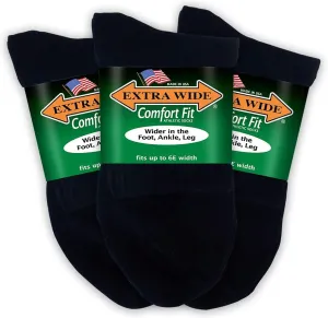 Extra Wide Comfort Fit Athletic Quarter Socks (Pack of 3) Fits Up to a 6E Width, Made in USA