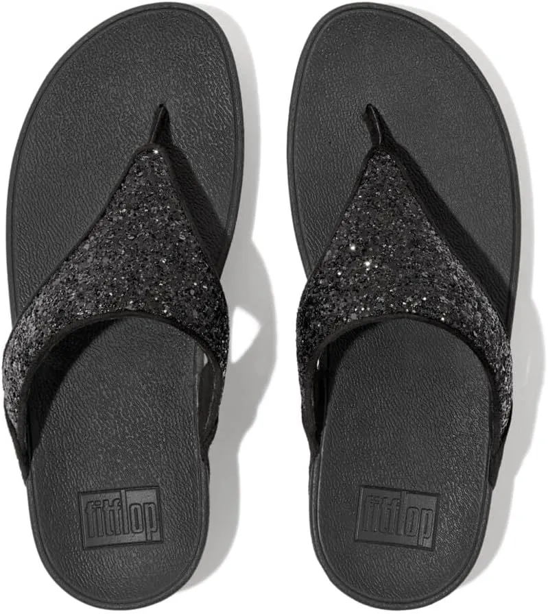FitFlop Lulu Metallic Deep Teal Glitterball Toe-Post Sandals