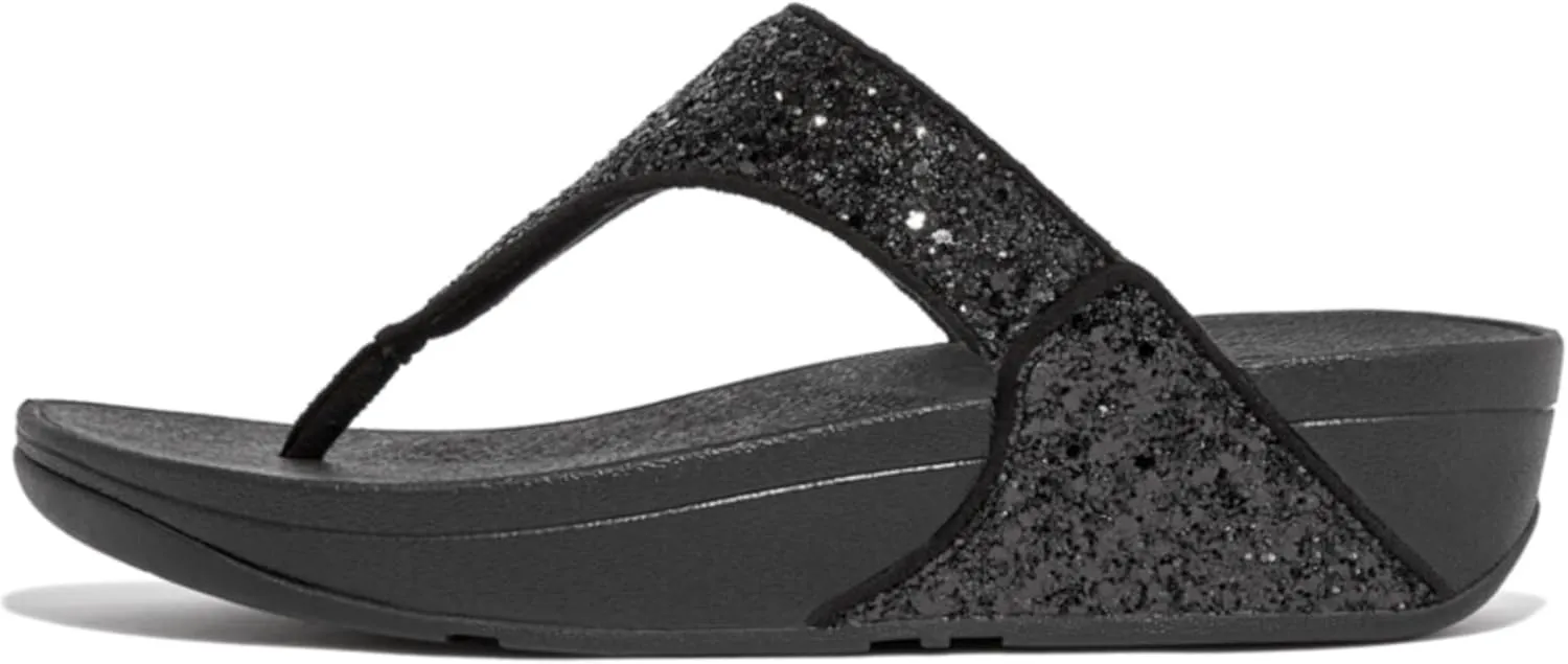 FitFlop Lulu Metallic Deep Teal Glitterball Toe-Post Sandals
