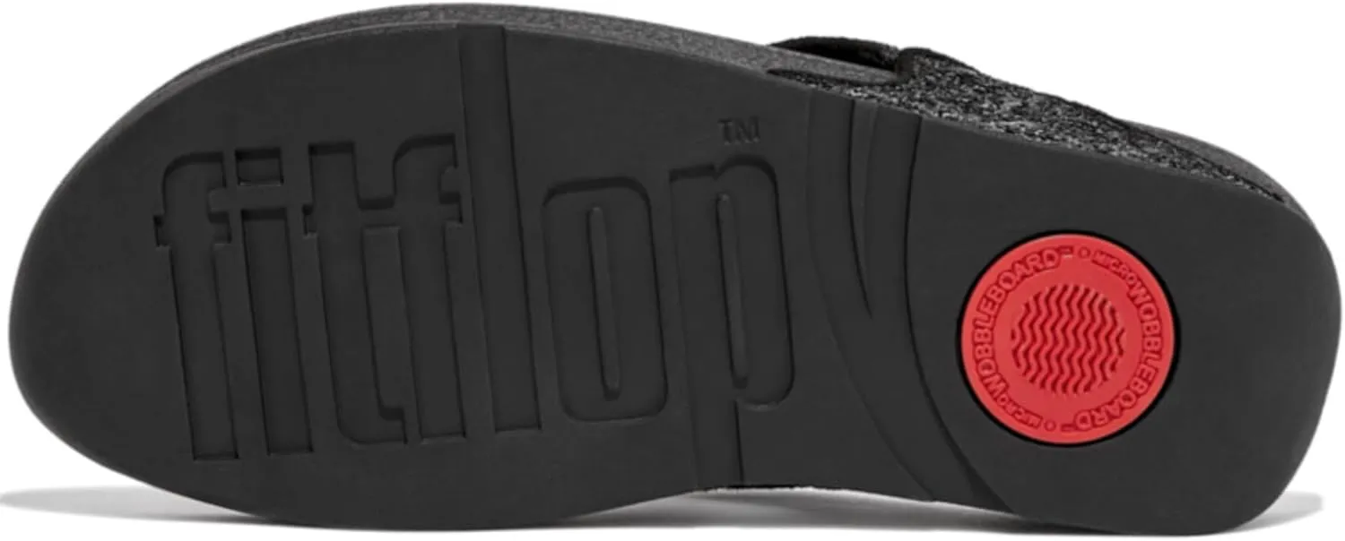 FitFlop Lulu Metallic Deep Teal Glitterball Toe-Post Sandals