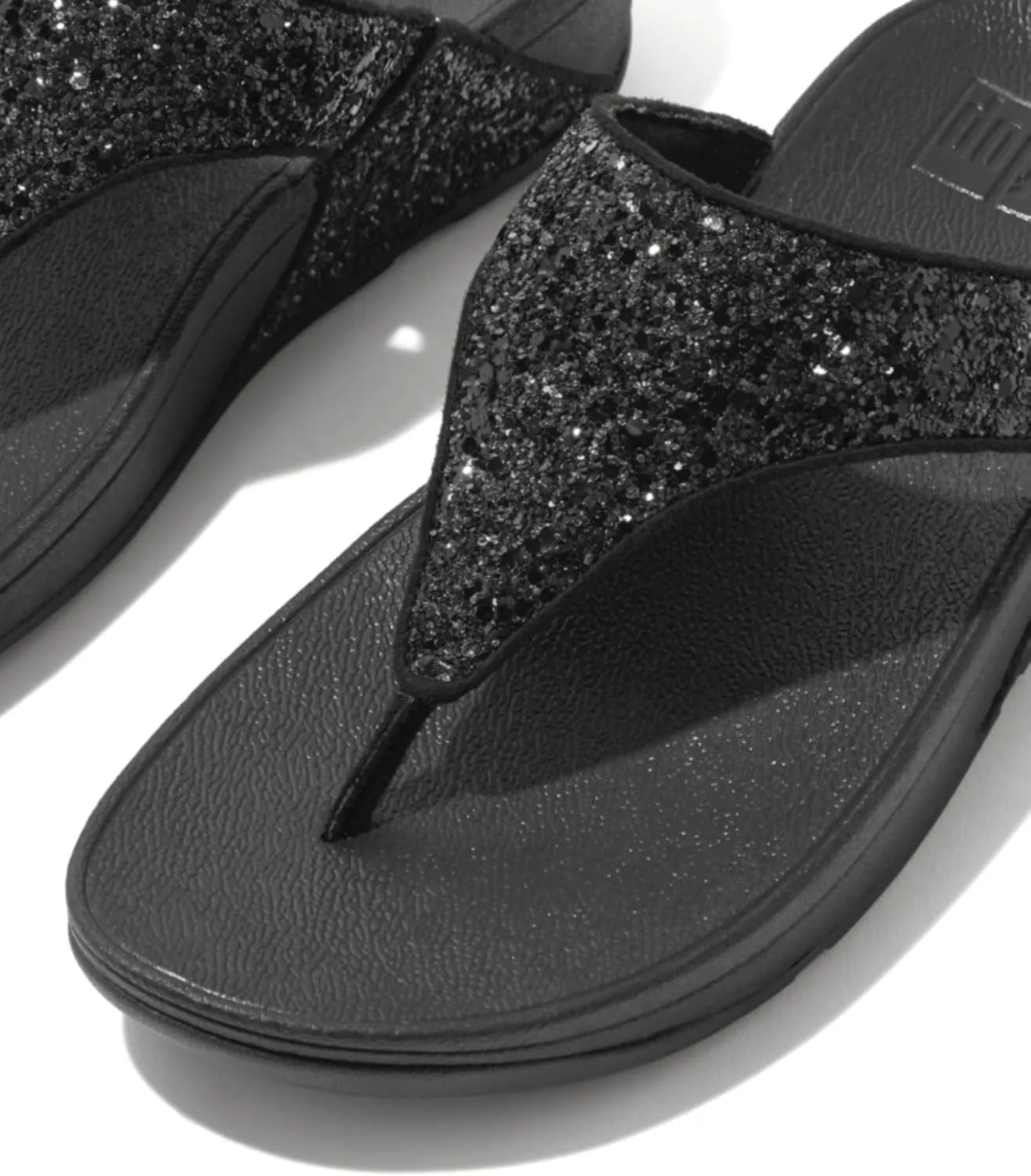 FitFlop Lulu Metallic Deep Teal Glitterball Toe-Post Sandals
