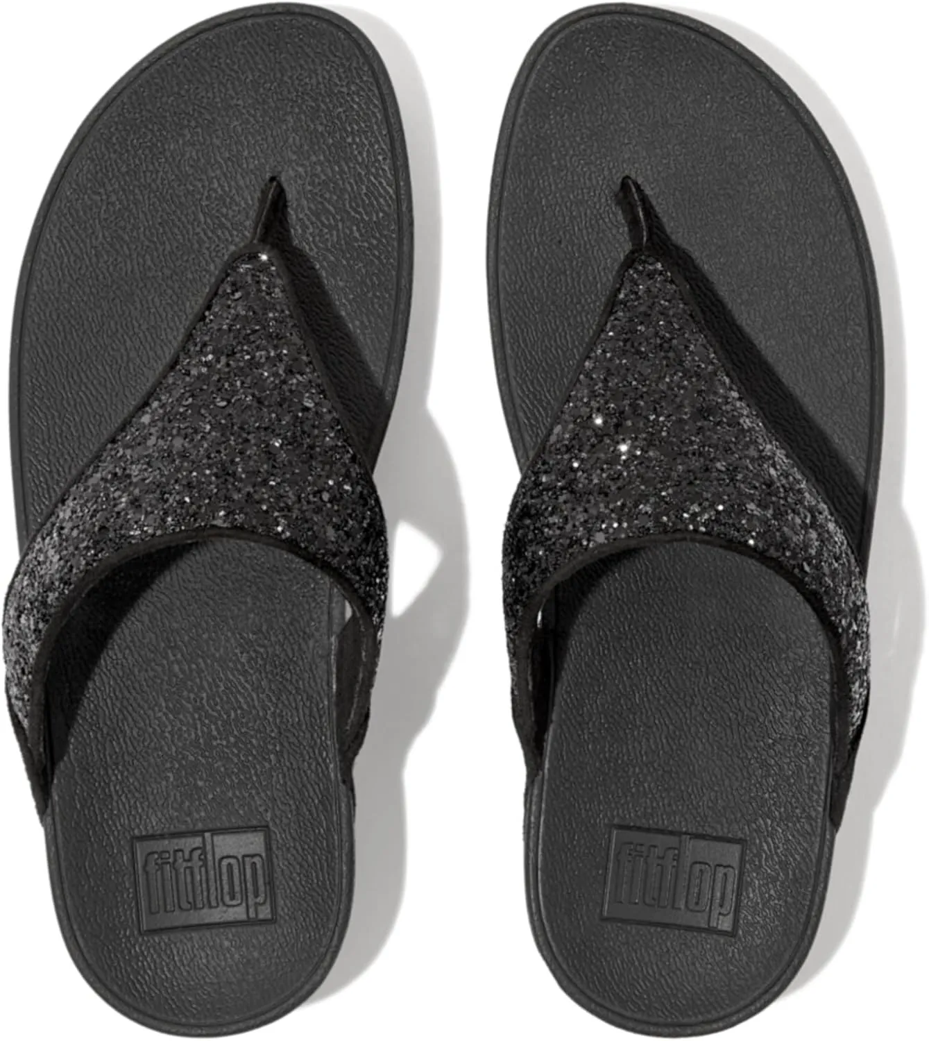 FitFlop Lulu Metallic Deep Teal Glitterball Toe-Post Sandals