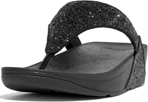 FitFlop Lulu Metallic Deep Teal Glitterball Toe-Post Sandals