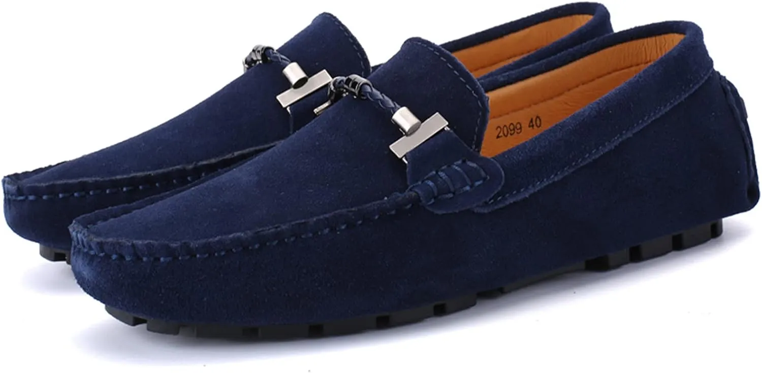 Flat Loafer for Men Suede Leather Slip-on Dress Driving Moccasins Casual Boat Shoes