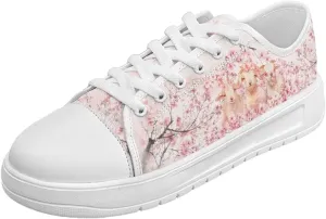 Floral Print Canvas Sneaker Womens Fashion Jogging Trendy Footwear Comfortable Slip On Sneakers Casual Walking Shoes