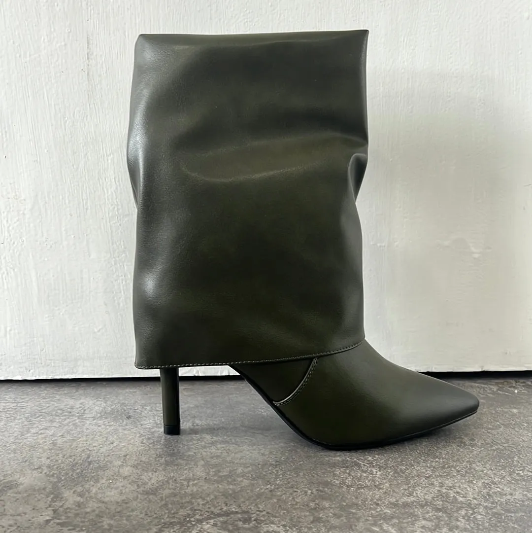 Fold over ankle  khaki boot