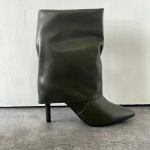 Fold over ankle  khaki boot