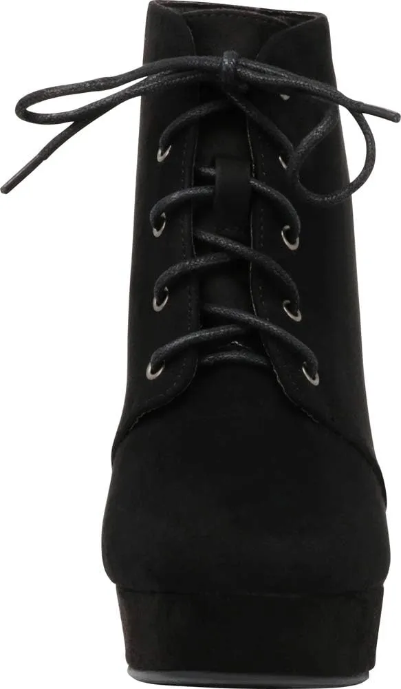 Forever Camille-86 Women's Comfort Stacked Chunky Heel Lace Up Ankle Booties