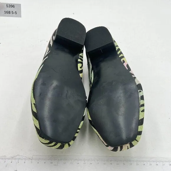 FOWT Green Leopard Cutout Loafers Low Chunky Heels Square Toe Penny Loafer