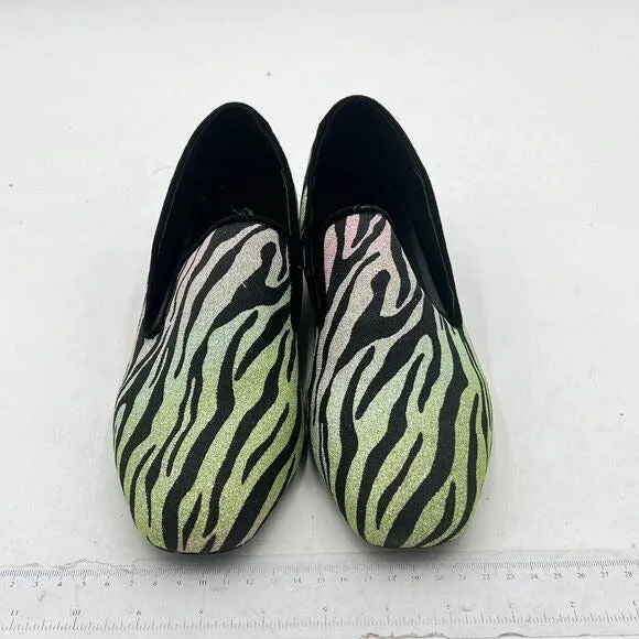 FOWT Green Leopard Cutout Loafers Low Chunky Heels Square Toe Penny Loafer