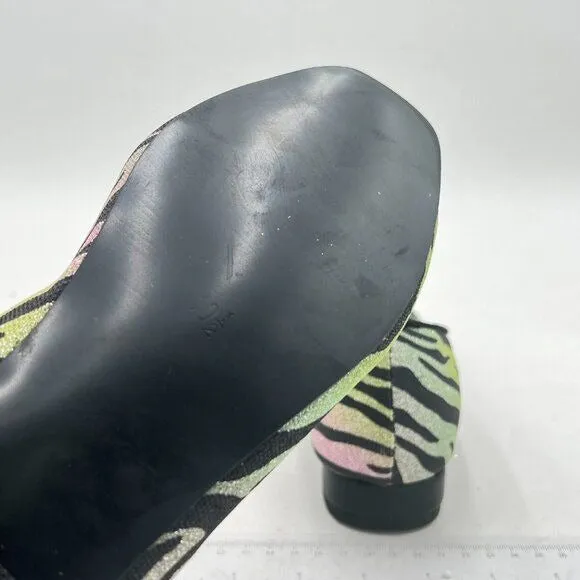 FOWT Green Leopard Cutout Loafers Low Chunky Heels Square Toe Penny Loafer