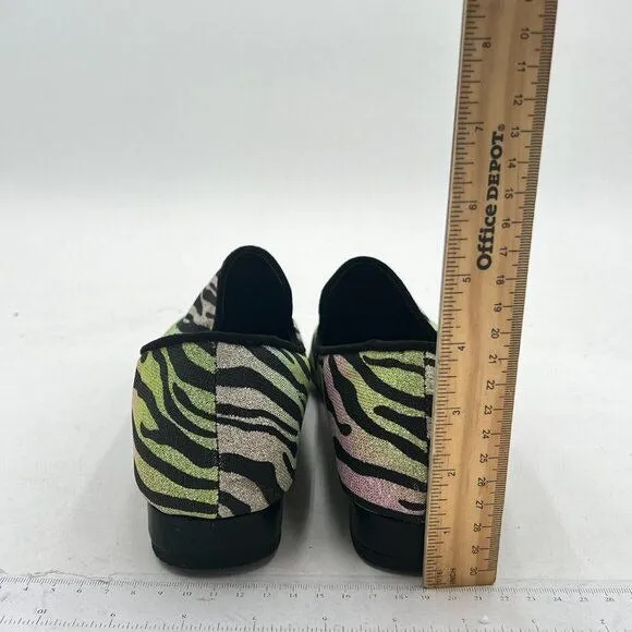 FOWT Green Leopard Cutout Loafers Low Chunky Heels Square Toe Penny Loafer