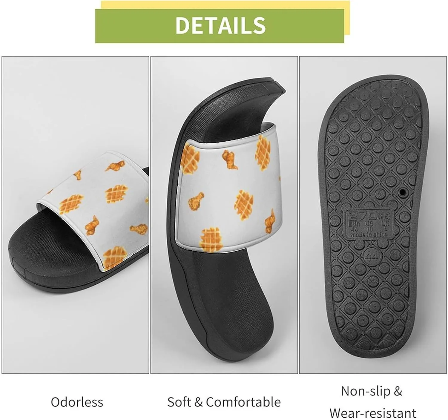 Fried Chicken And Waffles Slippers for Women Rubber Slides Womens Sandal Slippers