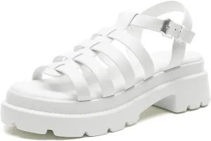 FUNKYMONKEY Women's Roman Style Open Toe Platform Sandals With Adjustable Ankle Strap Thick Soled Comfort Shoes