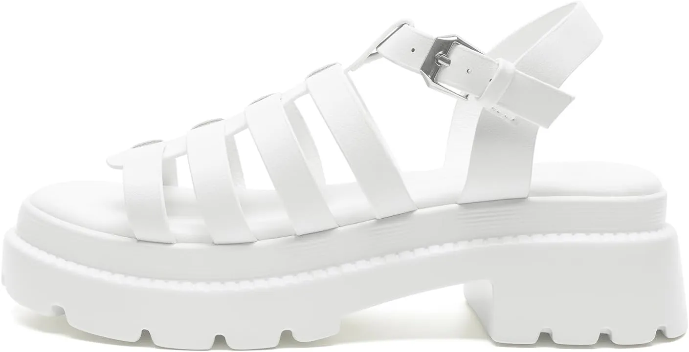 FUNKYMONKEY Women's Roman Style Open Toe Platform Sandals With Adjustable Ankle Strap Thick Soled Comfort Shoes