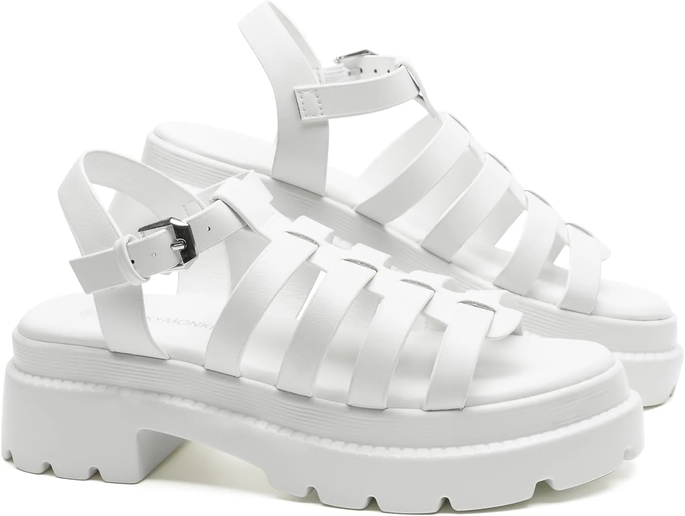 FUNKYMONKEY Women's Roman Style Open Toe Platform Sandals With Adjustable Ankle Strap Thick Soled Comfort Shoes