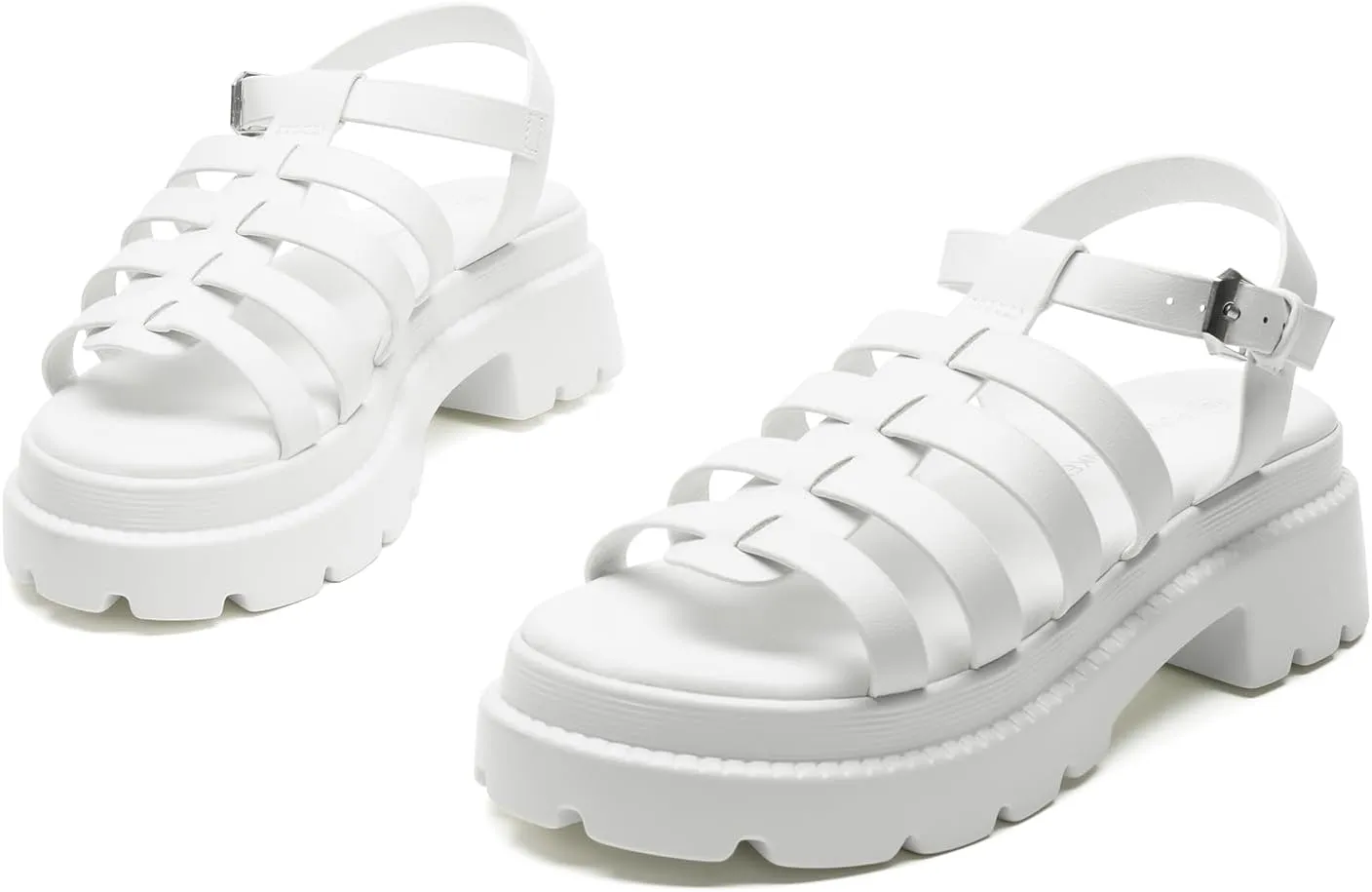 FUNKYMONKEY Women's Roman Style Open Toe Platform Sandals With Adjustable Ankle Strap Thick Soled Comfort Shoes