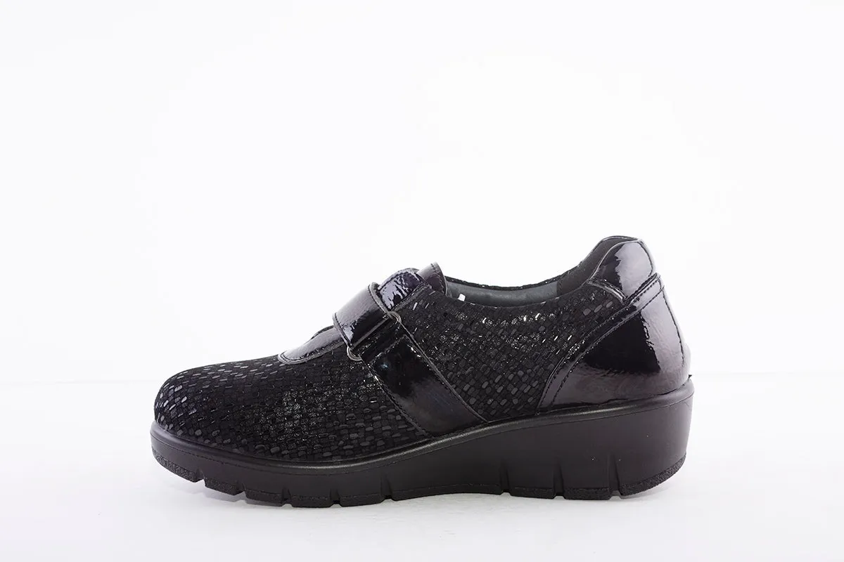 G COMFORT - 799-3SF VELCRO WEDGE SHOE - BLACK