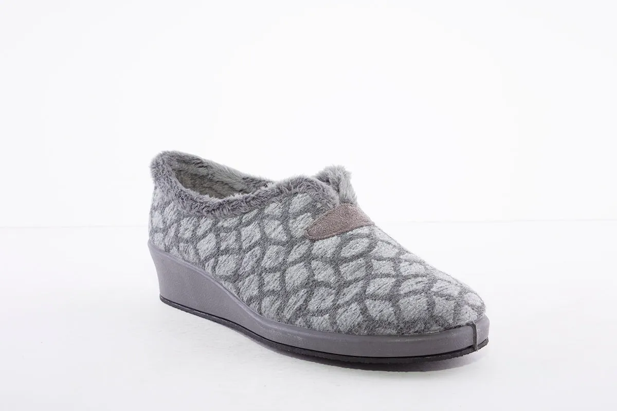 GARZON - 1325.290 FUR-LINED FULL SLIPPER - GREY