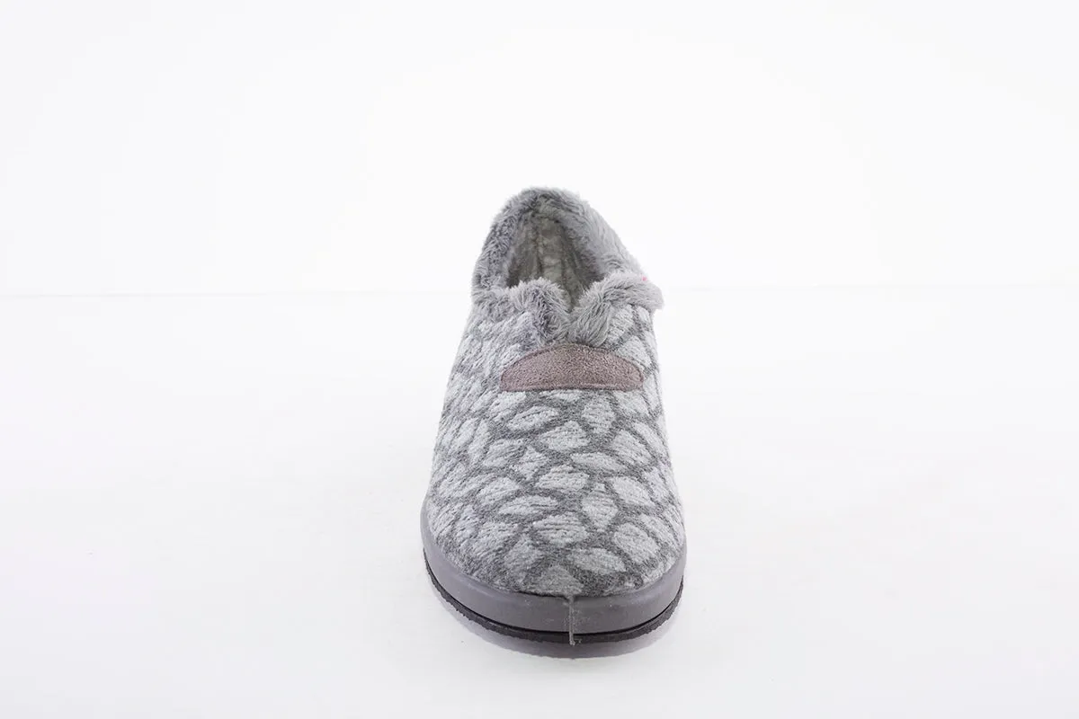 GARZON - 1325.290 FUR-LINED FULL SLIPPER - GREY