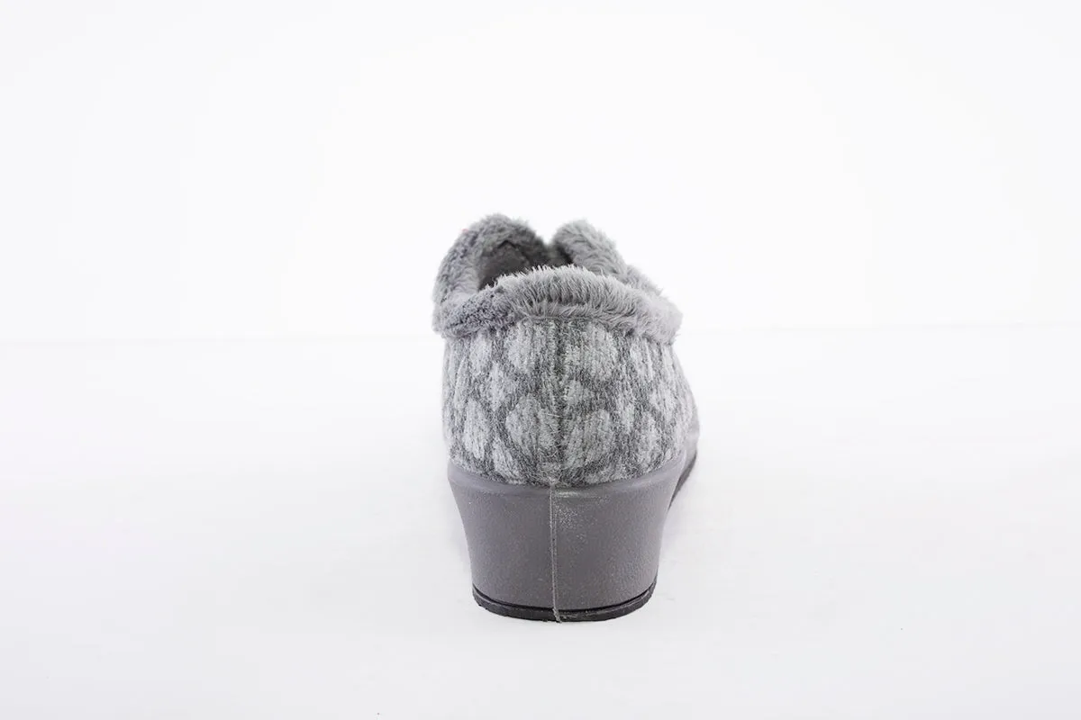 GARZON - 1325.290 FUR-LINED FULL SLIPPER - GREY
