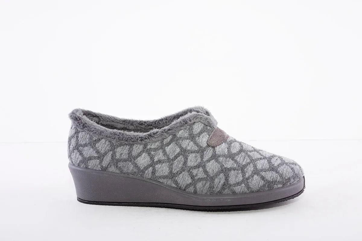 GARZON - 1325.290 FUR-LINED FULL SLIPPER - GREY