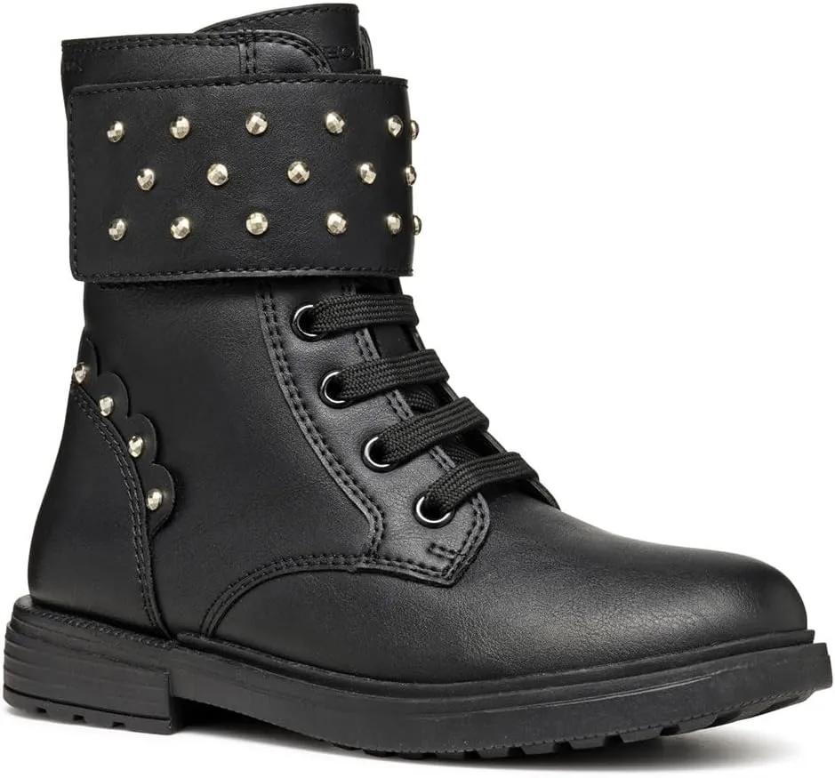 Geox Girl's Bootie Ankle Boot, Black, 1 us