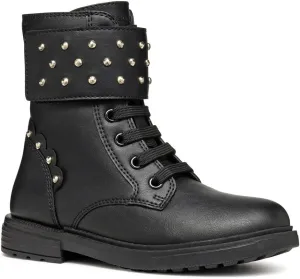 Geox Girl's Bootie Ankle Boot, Black, 1 us