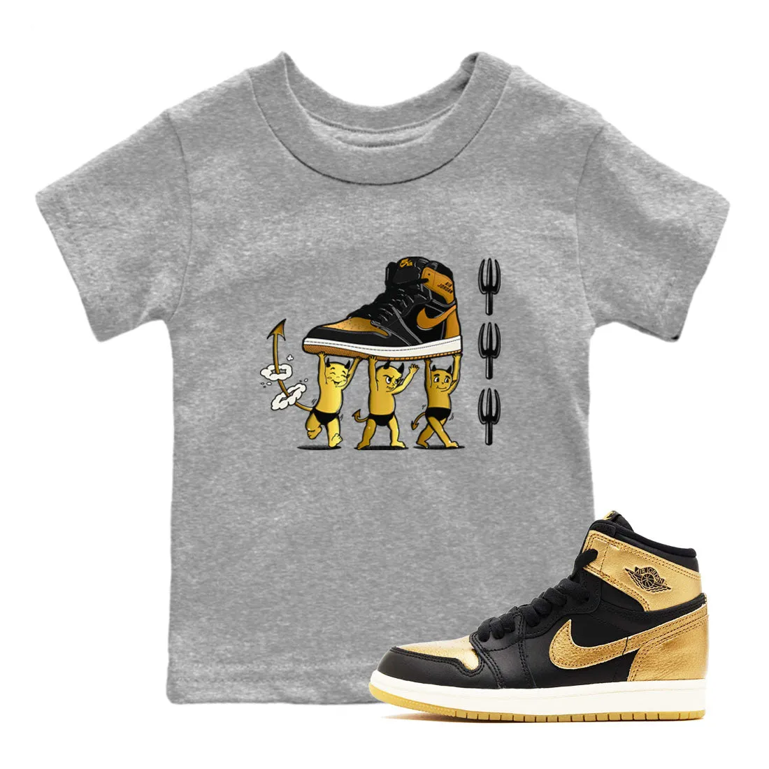 Gold Babies Metallic Tees - Sneaker Air Fast-moving sale Devil 1 Black Jordan Kids Private sale SNRT