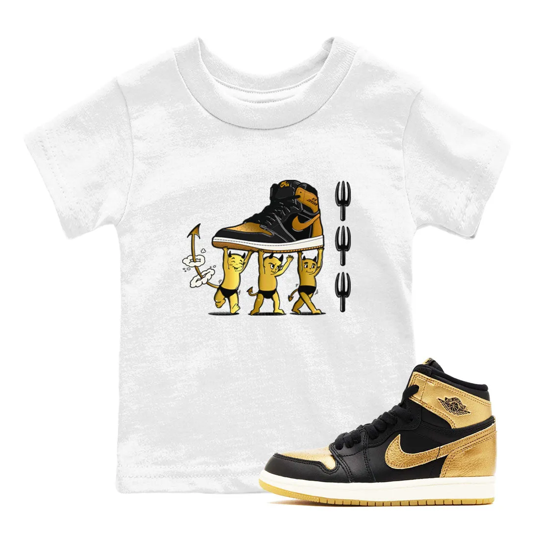 Gold Babies Metallic Tees - Sneaker Air Fast-moving sale Devil 1 Black Jordan Kids Private sale SNRT