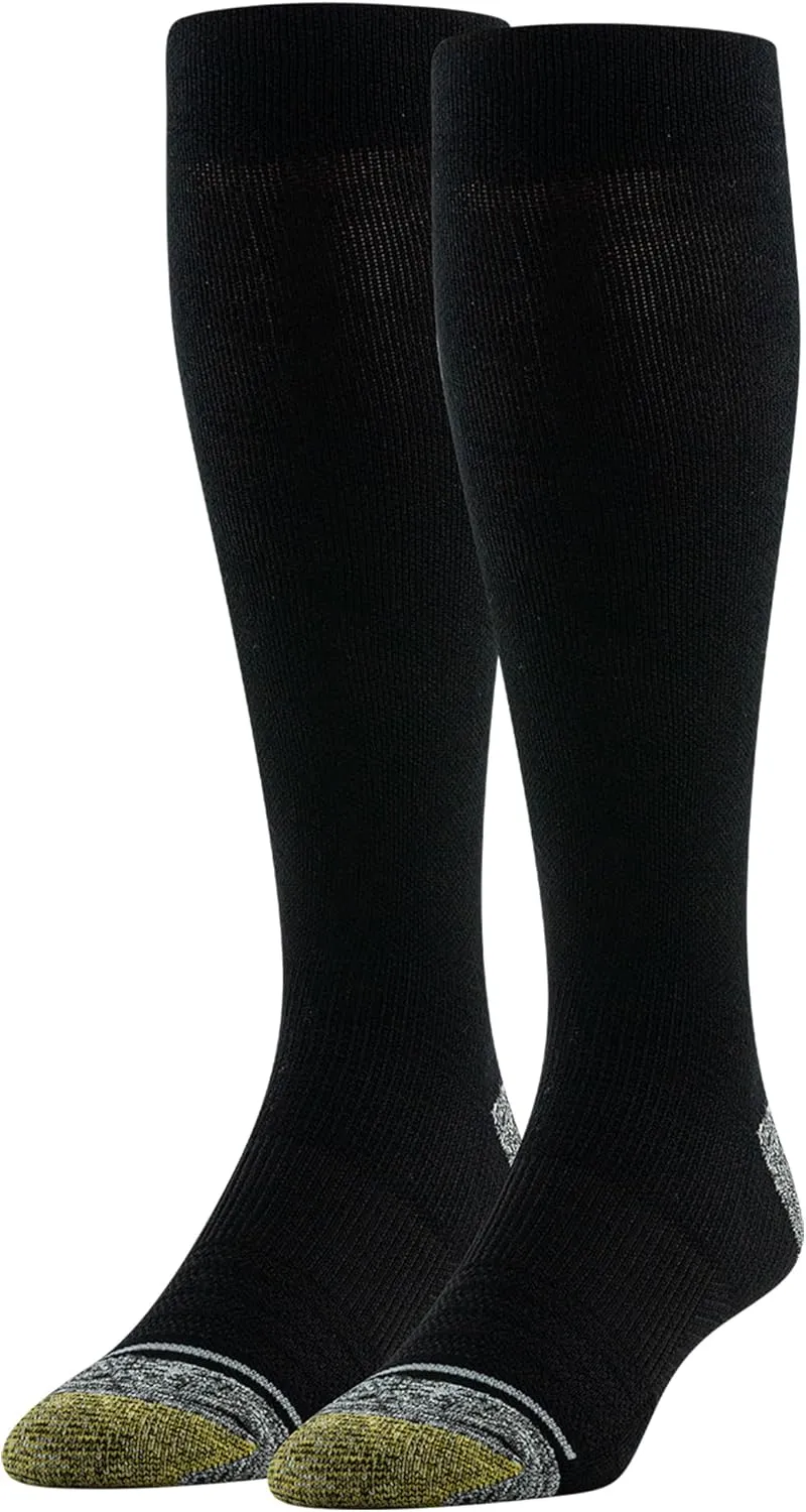 GOLDTOE Men's Mild Compression Over The Calf Comfort Socks, 2-Pairs